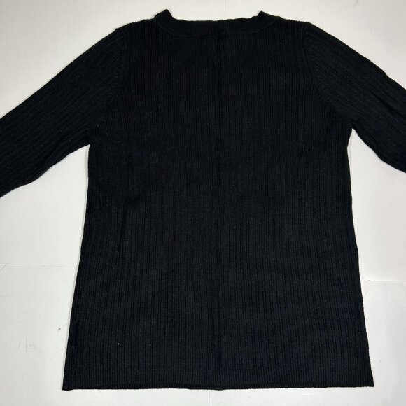 George Women Black Sweater Ribbed 3/4 Sleeves Scoop Neck Lightweight Sz XL - Picture 6 of 6
